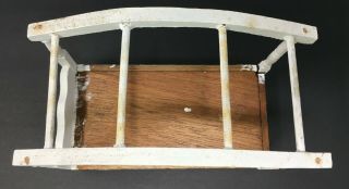 Vintage Dollhouse Miniature Wood German White Hand Painted Canopy Bed Furniture 5