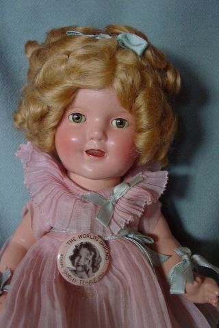 Ideal Vintage Composition Scrumptious Shirley Temple Doll With Pin