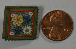 Vintage Antique Victorian Micro Mosaic Flowers Pin