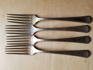 4 Vintage Collectible Forks 7 - 3/8 ",  Tudor Plate,  Oneida Community Made