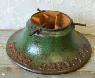 Antique 1927 " Merry Christmas " Milcast Cast Iron Christmas Tree Stand