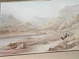 Antique Victorian Scottish Highland Cattle Landscape Oil Painting Gilt Frame