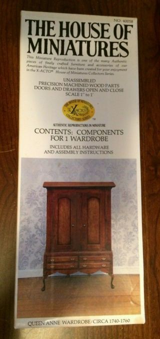 1/12 Scale Queen Anne Wardrobe Kit 40058 House Of Miniatures Open Complete