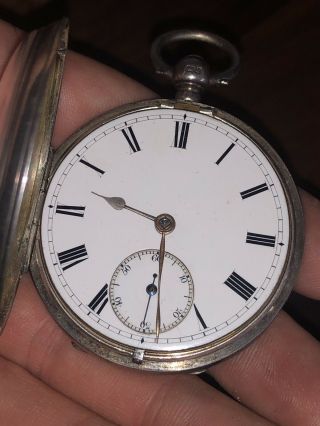 ANTIQUE SOLID SILVER CASED FUSEE POCKET WATCH 5