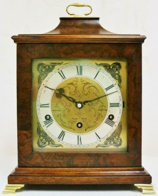 Antique Westminster Chime Musical Bracket Clock Walnut 8 Day Mantel Clock Repair 3