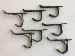 7 Antique Vntg Old Style Coat Rack Metal Twisted Bent Wire Iron Farmhouse Hook