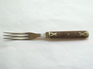 Antique Civil War Era 3 Prong Wooden Handle Fork 7 3/8 "