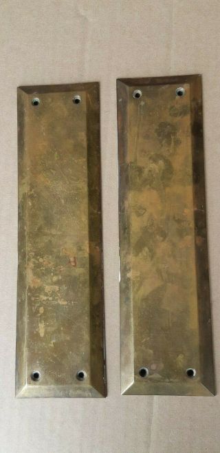 Set Of 2 Matching Antique Brass Swivel Door Push Plates