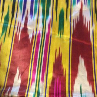 Vintage 100 Natural Silk —uzbek Traditional Atlas Fabric (3 Meters) 60 - 70 