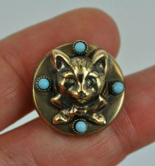Antique Brass Buttons Of France The Head Of A Cat And Stones