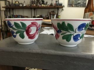 Antique Late Adams Rose Staffordshire Porcelain Cups One Pair