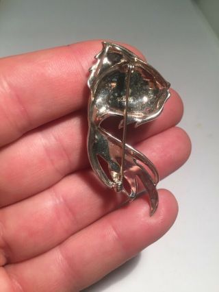 Vintage Art Deco Sterling Silver Marcasite Enamel Goldfish Pin 2