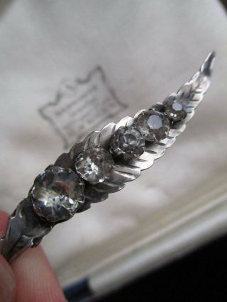 Antique chester Hallmarked Sterling Silver & paste brooch leaf feather 925 2