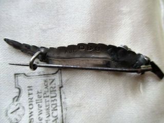 Antique chester Hallmarked Sterling Silver & paste brooch leaf feather 925 4