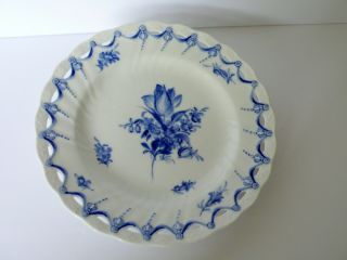 Antique Royal Copenhagen Porcelain Botanical Blue Fluted Pierced Plate