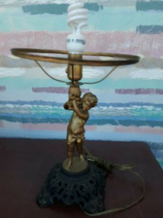 Antique Edward Miller & Co.  Brass Boy Table Lamp 658