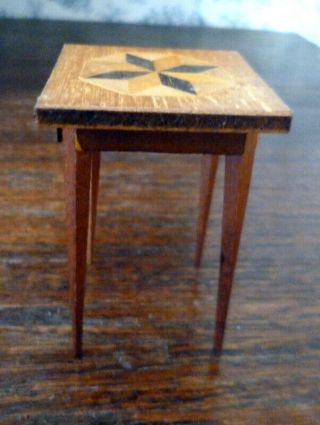 Vintage Inlay Marquetry Table 1:12 Dollhouse Miniature