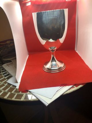 Large 7 " Heavy English Antique 1925 Solid Sterling Silver Wine Goblet