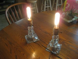 Vintage/antique Cut Glass Bedside Table Lamps W/old Bulbs