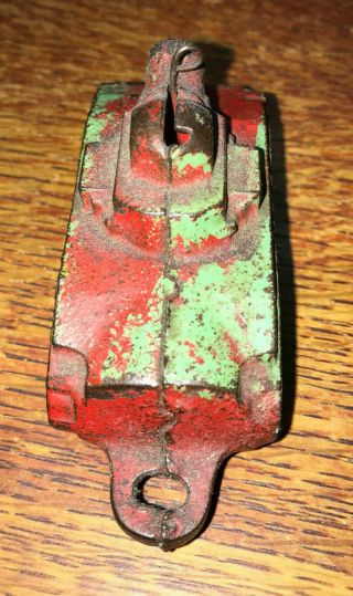 Antique Vintage Cast Iron Toy Camo Army Tank Match Cannon 3 7/8 