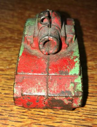 Antique Vintage Cast Iron Toy Camo Army Tank Match Cannon 3 7/8 