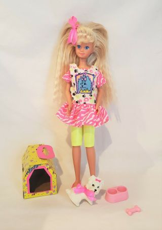 Vintage 1991 Barbie Doll Teen Sister Pet Pals Skipper W/ Dog & Sun Sensation