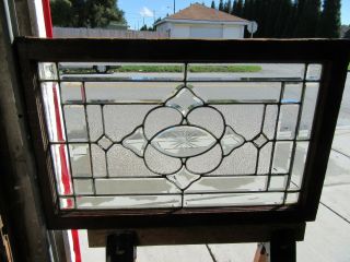 Antique Beveled Etched Stained Glass Window 36 X 23 Architectural Salvage