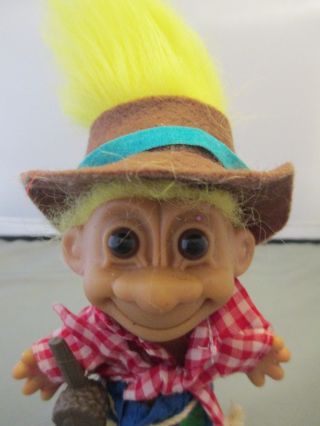 Hillbilly Country Troll Vintage Russ Troll 4.  25 " Overalls Hat Corn Cob Pipe