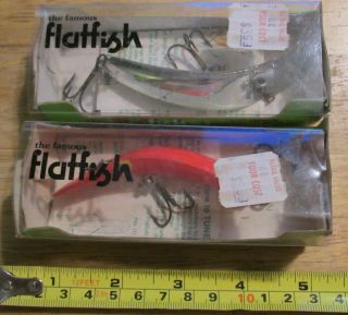2 Helin The Famous Flatfish U20 Vintage Fishing Lures For Casting Or Trolling