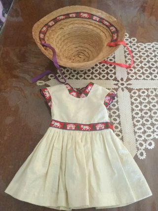 Vintage Pedigree Doll Dress With Matching Straw Hat Fit 22inch Doll