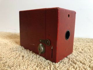 Antique Eastman Kodak No 2 Brownie Box Camera Model F In Red Uses 120 Film