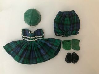 Vintage Ginny Doll Tiny Miss 6040 (6140) - - Green Plaid Dress Outfit