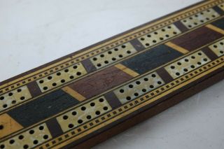 Wonderful Old Inlaid Cribbage Board Games Marker Tunbridge Ware Interest - Rare
