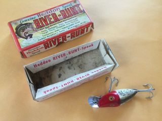 Vintage Heddon River Runt 9010 Rhf Box Fish Minnow Bass Bait Casting Lure