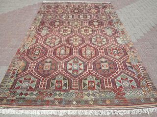 Anatolia Kilim Rug Stars Kelim Wool Rug Floor Rug Carpet 75,  1 " X125,  9 " Area Rugs