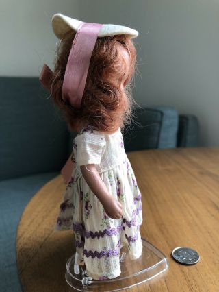 Nancy Ann Storybook Doll Bisque 6 inch Vintage 1940 ' s Rare Purple Floral Dress 3