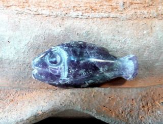 Antique Pyu Culture Natural Gem Amethyst Gem Bring Luck Fish Bead Talisman Bead
