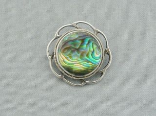 Vintage/antique Arts & Crafts Style Silver & Abalone Shell Brooch - Australian?