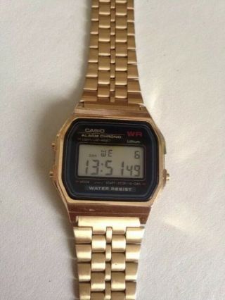 Gold Casio Retro Digital Stainless Steel Watch A159WGE Post 2