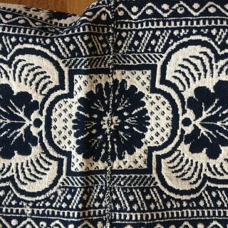 Antique Indigio Blue and White,  Loom Woven Coverlet 6