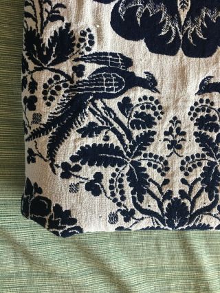 Antique Indigio Blue and White,  Loom Woven Coverlet 8