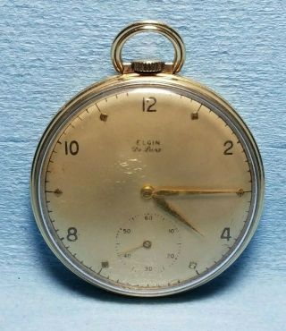 Vintage 1941 Elgin Deluxe 542 Pocket Watch,  17j. ,  Size 10s,  10kt Case Runs