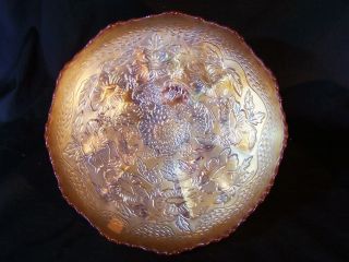 Rare Antique Fenton Carnival Glass Marigold Footed Master Bowl Dish Two Flowers