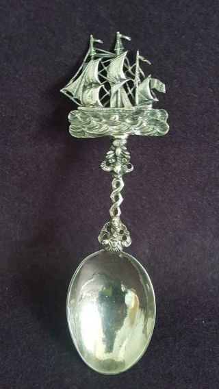 Wonderful Sterling Silver Figural Serving Spoon W Dutch & English H/marks 78g