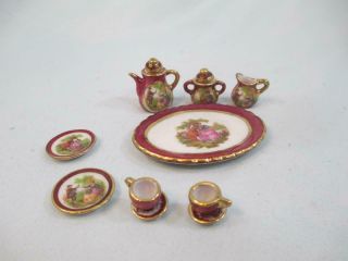 Antique Or Vintage Dollhouse Miniatures German Porcelain Tea Set
