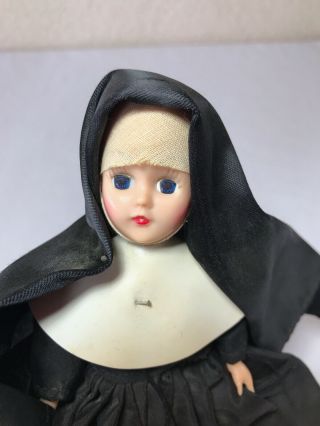 Vintage Authentic Plastic Nun Doll Eyes Open & Shut Blinking Satin Habit 9 "