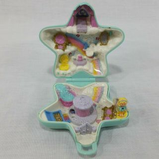 Vintage Polly Pocket Fairy Wishing World Compact Blue Star With Figure Bluebird