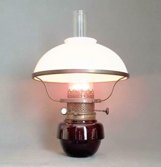 Victorian Ruby Glass Jones & Willis TRIPLEX Doty 1876 Kerosene Paraffin Oil Lamp 5