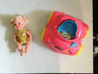 Vintage 1969 Mattel - - - Baby Go Bye Bye Doll & Bumpety Buggy Bumper