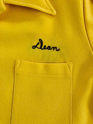 Vintage Mr.  Mort ' s Bowling Shirt Embroidered Size L Yellow Polyester Perfect 2